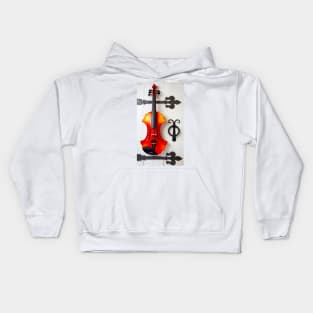 Baroque Violin On White Door Kids Hoodie